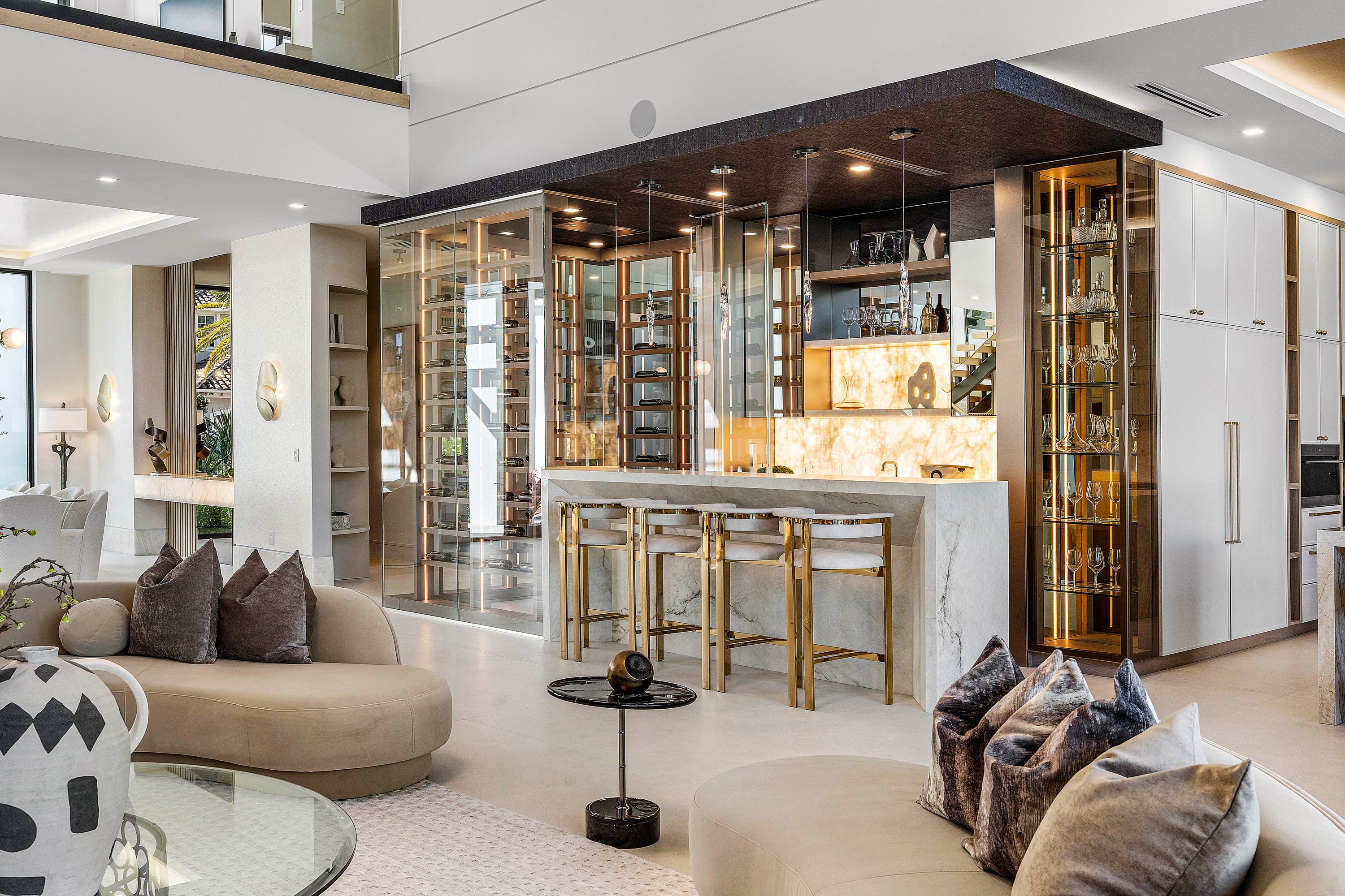 Glass-enclosed wine room by RG Glass
