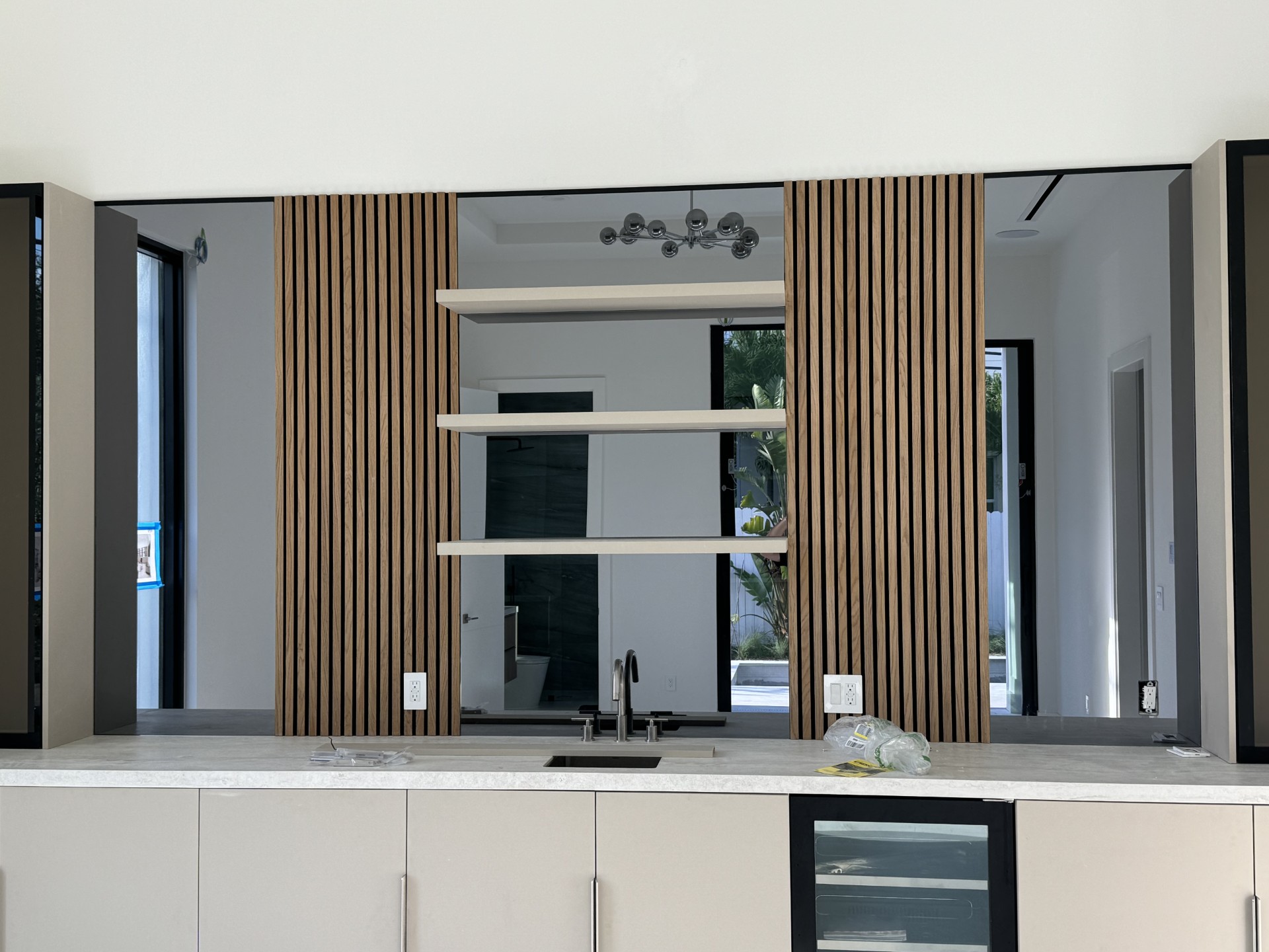 Custom-cut glass mirror installed by RG Glass
