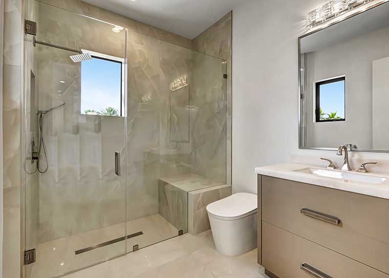 Frameless glass shower enclosure by RG Glass